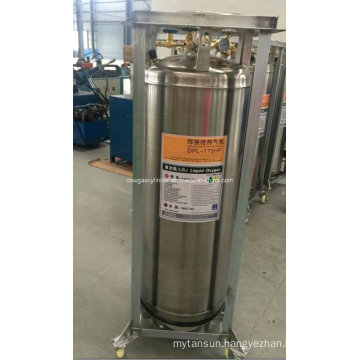 DOT Standard 175L Vertical Welded Insulated Dewar Flask Cryogenic Cylinder for Lar Storage Cylinder with Wheel